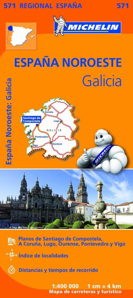 Mapa de carreteras y turístico de Galicia